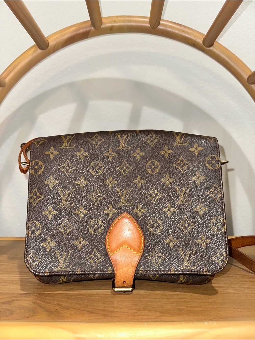 Vintage Louis Vuitton Brown Monogram Cartouchiere GM Shoulder Bag